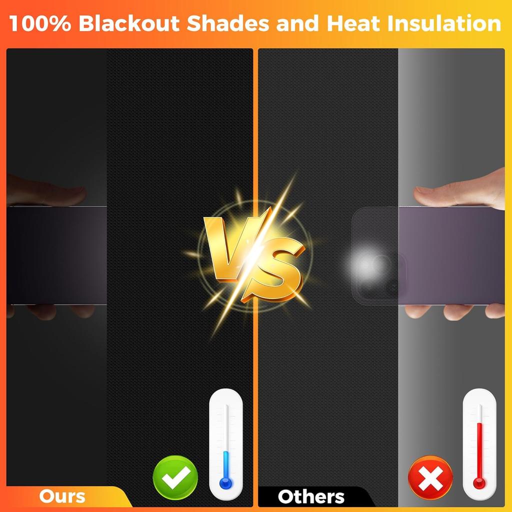 100% Black Out Window Cover Portable Blackout Shades Adhesive Thermal Blackout Blinds No Drill Guard Blind for Window Shades Temporary Room Home 40"