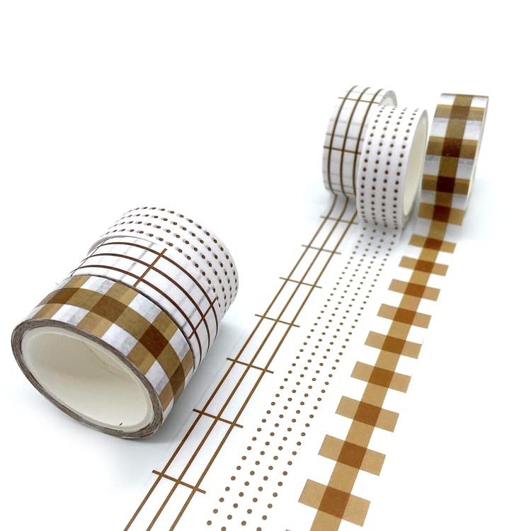 YUBX Masking Dot and Plaid Washi Tape Base Pattern for DIY Gift and Gift Decorations Tape, 12-Piece Set, Patterns, Crafts, Journals, Planners,