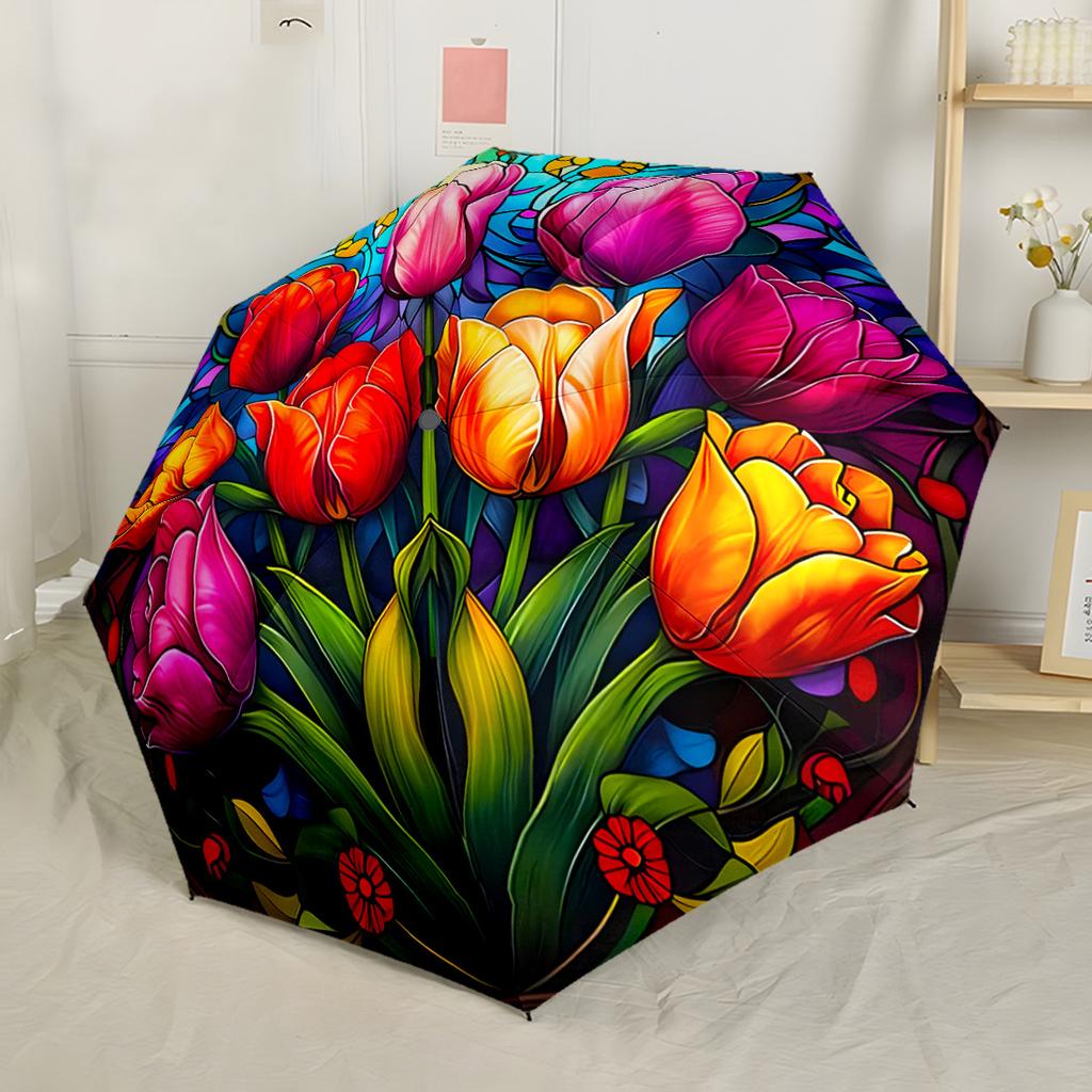 Pfingstrosenstrauß in Glasvase Tragbarer Automatischer Regenschirm mit 8 Speichen Langlebiger Kunststoff & Eisen für den Täglichen Außenbereich Modefans Stilvolles Geschenk für Frauen