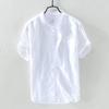 Short-sleeved Shirt Linen Cool Breathable Comfortable Gradient Blue Hawaiian Beach Men's Cardigan Shirt