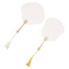 Handheld Fan Painting Kit Blank Paper Fan Tassel Pigments 2 Plastic Sticks Gloves Aprons Set for Crafters and Art