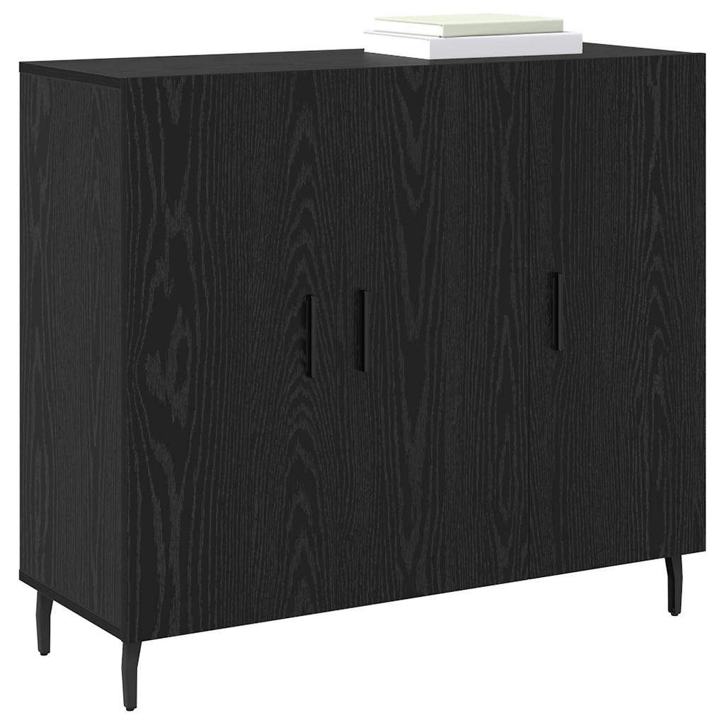 Sideboard Black Oak Effect 90 x 34 x 80 cm Wood Based Material