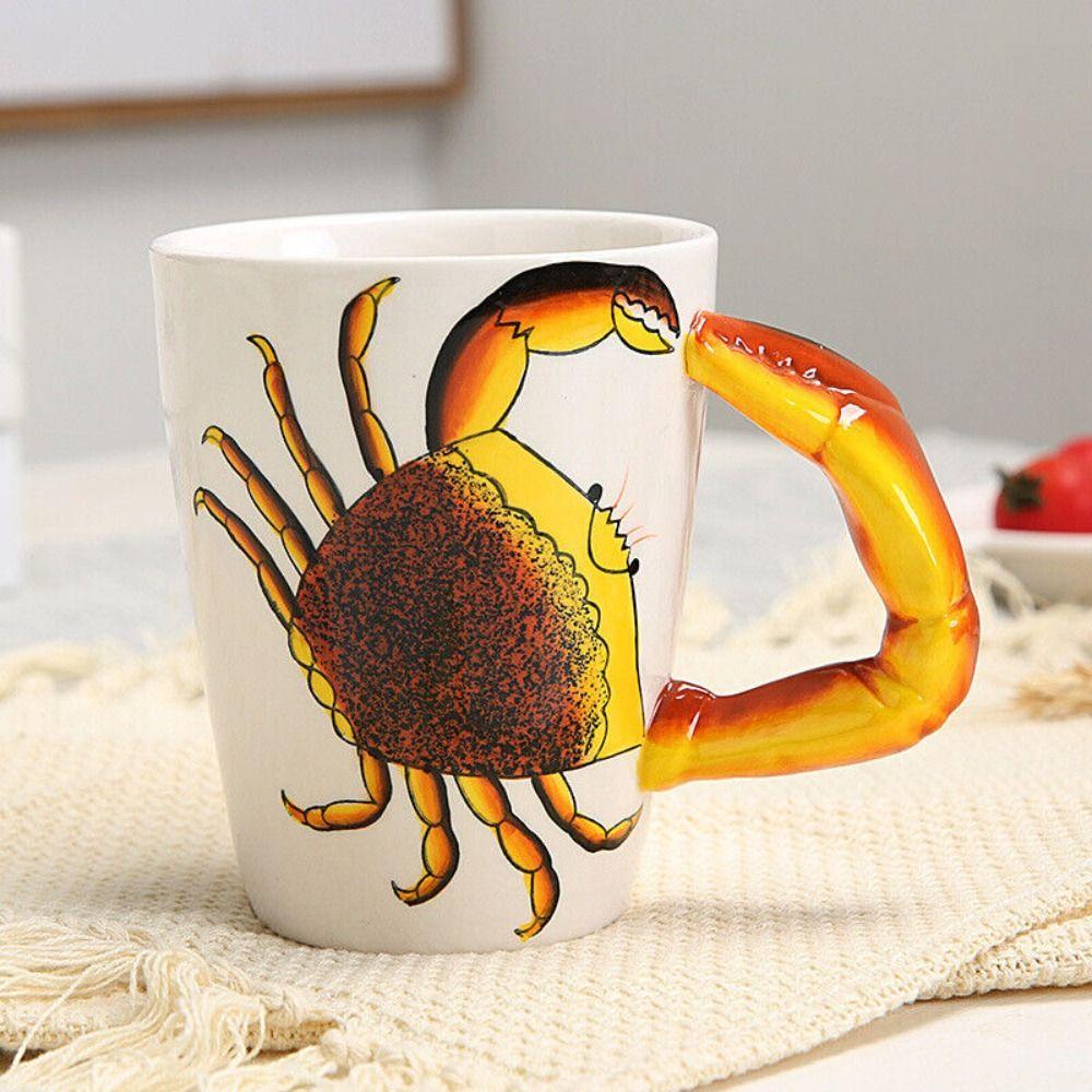 Kubek ceramiczny 3D stereoskopowy nowy z uchwytem malowidła kubek ze zwierzętami triceratops krab kubek śniadaniowy na herbatę/kawę/mleko kubek