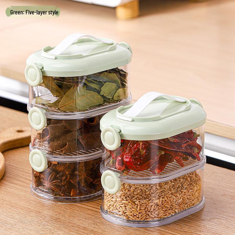 Portable Stackable Seasoning Storage Box 5-Layer