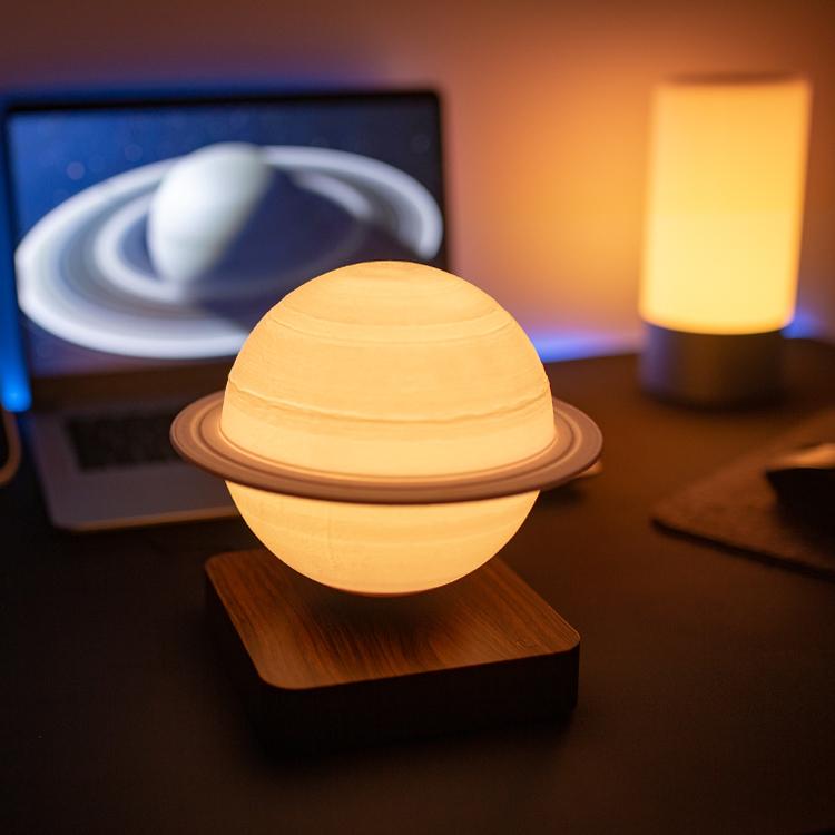 Unique Luminous Office Furniture Decoration Magnetic Levitating Floating LED Jupiter Mars Saturn Moon Reading Light Table Lamp