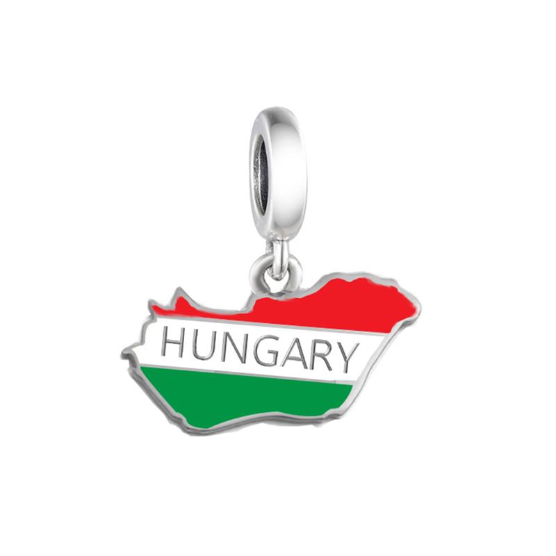 925 Silver Pan Charms Fit Original Bracelet Europe Greece Iceland France Italy Finland Flag Map Dangle Bead for Jewelry Making