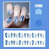 24 Stuks Blauwe Gradiënt Korte T-Vorm Nepnagels Elegante Press-On Nageltips Verfijnde Manicure