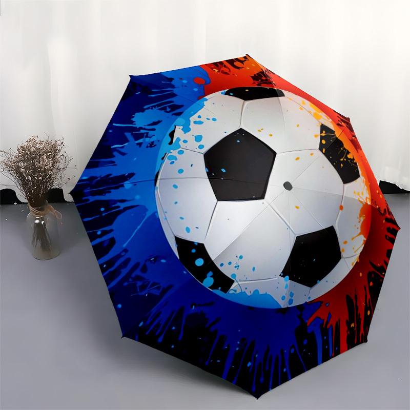 1pc Soccer Ball Splash Art Umbrella with Plastic Handle,Suitable for All Seasons Home Travel Outdoor UmbrellaDD450