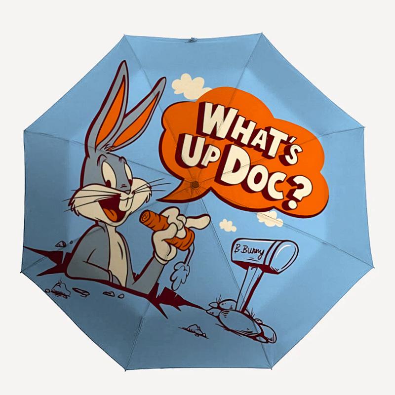 

1pc Bugs Bunny Looney Tunes Automatic Folding Umbrella - Compact 8-Rib Design,Festive Gift for Friends & Family, Compact Umbrella 22100