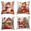 4PCS Tree Flower Christmas Pillow Covers New Year Snowman Pillow Cover Throw Cushion Case  Home