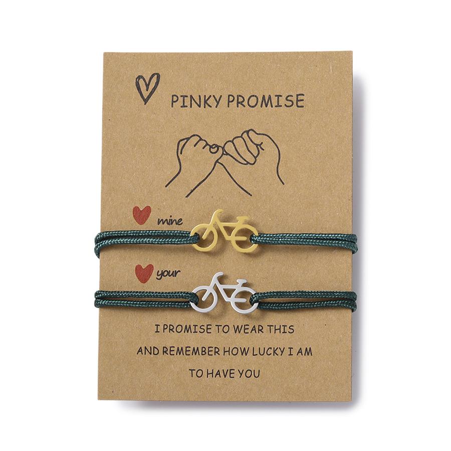 Noter 2Pcs Matching Couple Bracelet Stainless Steel Bicycle Cool Riding Paired Accessory Premium Selected 2mm Cord Adjustable