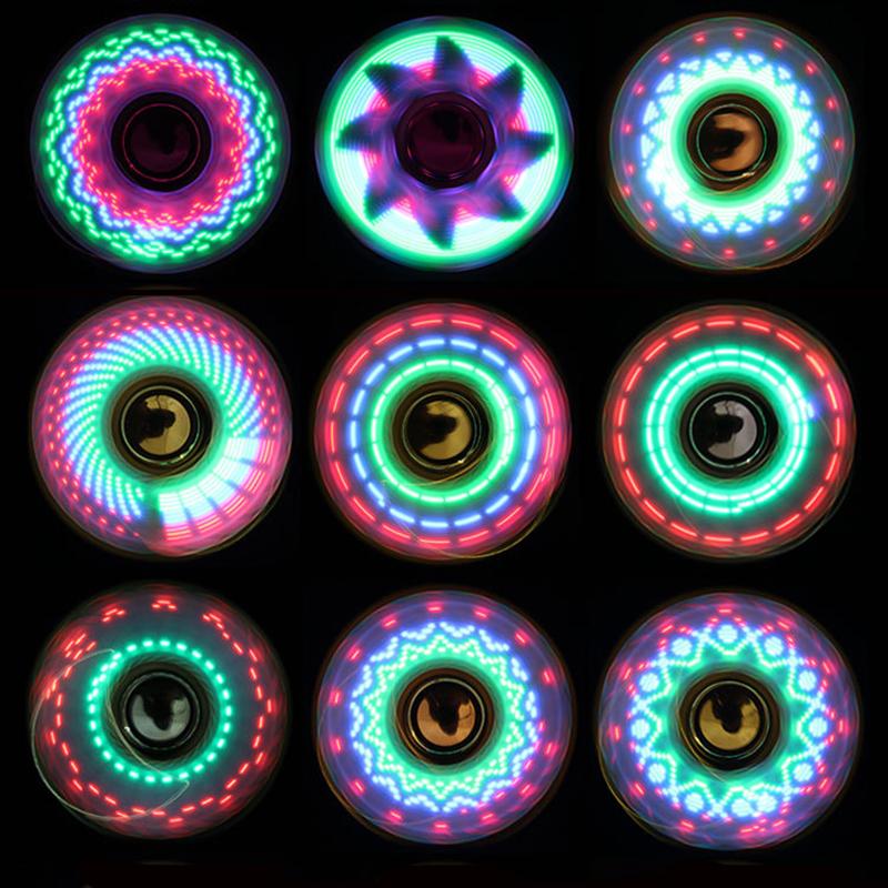 Luminous LED Light Fidget Spinner Creative 18 Changes Hand Spinner EDC Fidget Playthings Designed for Adults Office Stress Relief Playthings