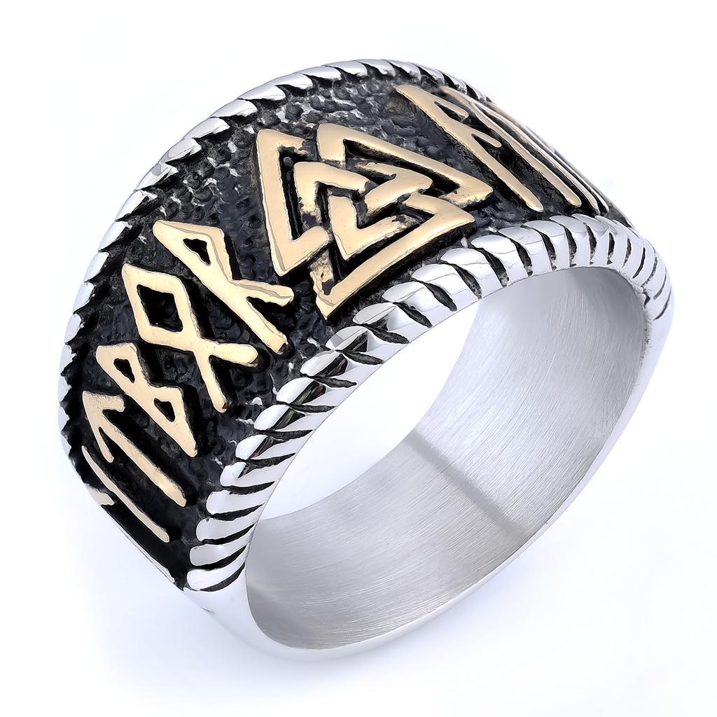 New Norse Mythology Viking Compass Men'S Ring, Viking Rune Men'S Ring