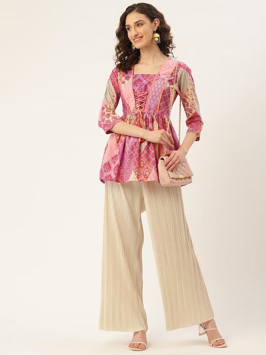 Woman Purple Floral Printed Top