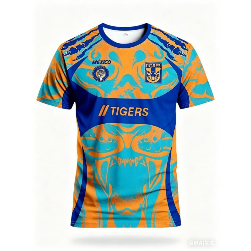 Los Angeles Tigers Herren Fußballtrikot & Mexiko Rundhals Komfort-Sweatshirt mit Tiger-Grafikdruck, Perfekt für das Mexiko-Spiel