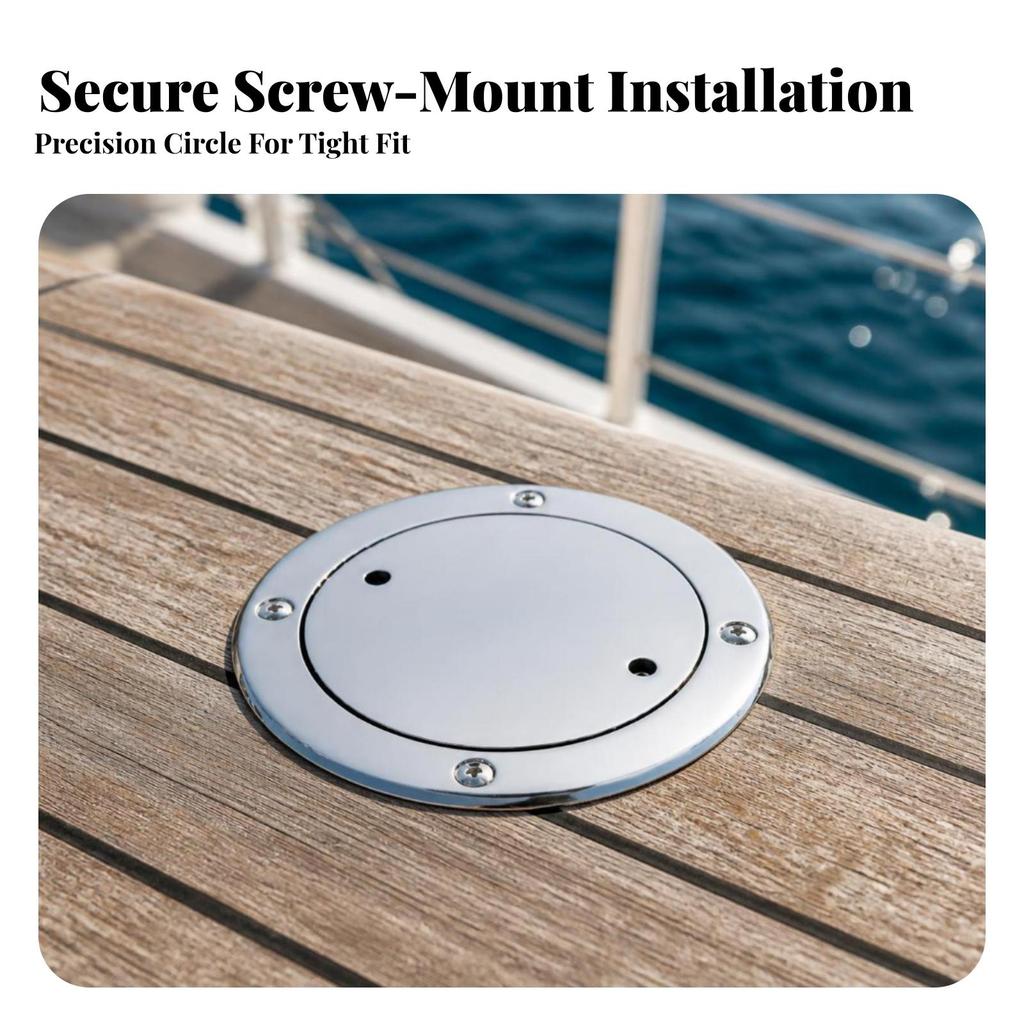 Easy to Install Boat Deck Plate | Polished Stainless Steel, PreDrilled Screw Holes 3 Inch