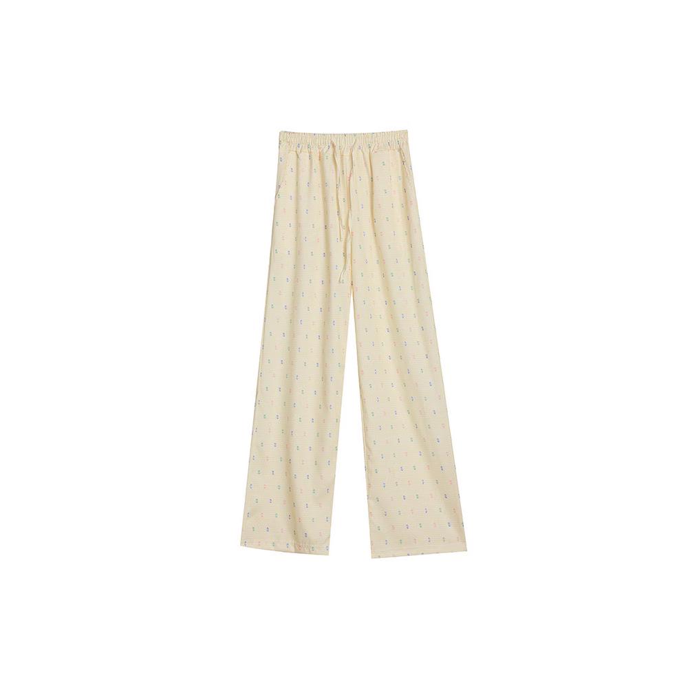 Dopamine Yellow Polka Dot Wide-Leg Winter Pants for Petite Women