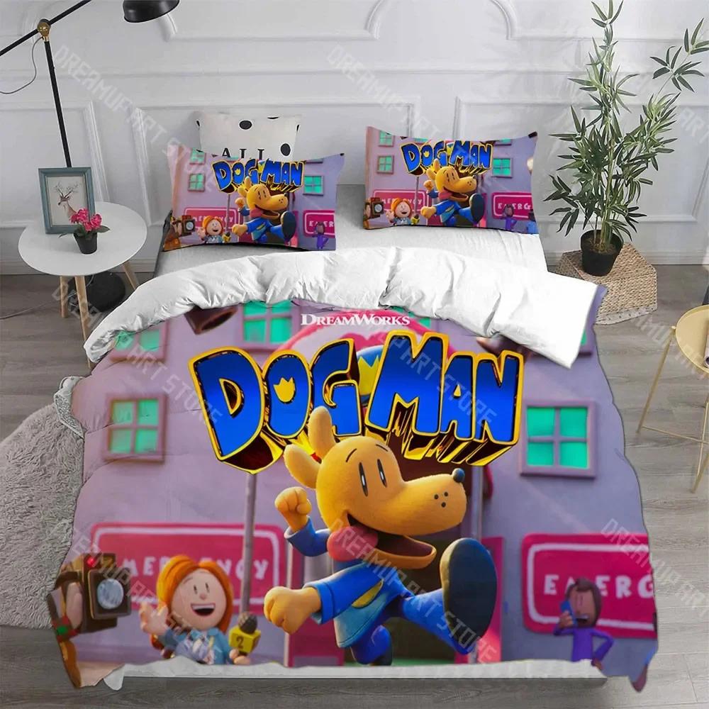 3D Print Dog Man Anime Bedding Sets Quilt Bed Cover Comforter Duvet Cover Pillow Case 2-3 Pieces Sets Teenagers Children's Gifts