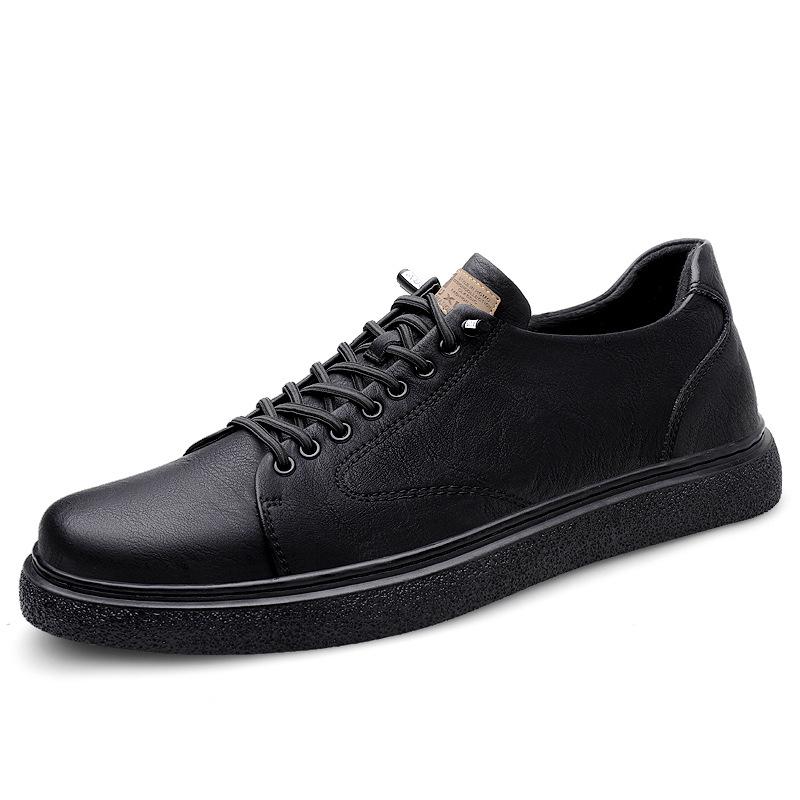 British Style Men s Two-Layer Cowhide Casual Sports Shoes - Versatile Black trend 39 чёрный