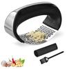 Kitchen Garlic Press Rocker 304 Stainless Steel Ergonomic Handle Garlic Mincer Slicer with Cleaning Brush Silicone Peeler