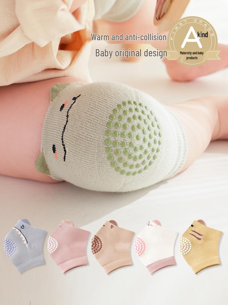 2026 Autumn Infant Anti-Fall Non-Slip Knee Pads, Pure Cotton, Cartoon Animal Design for Ages 0-3