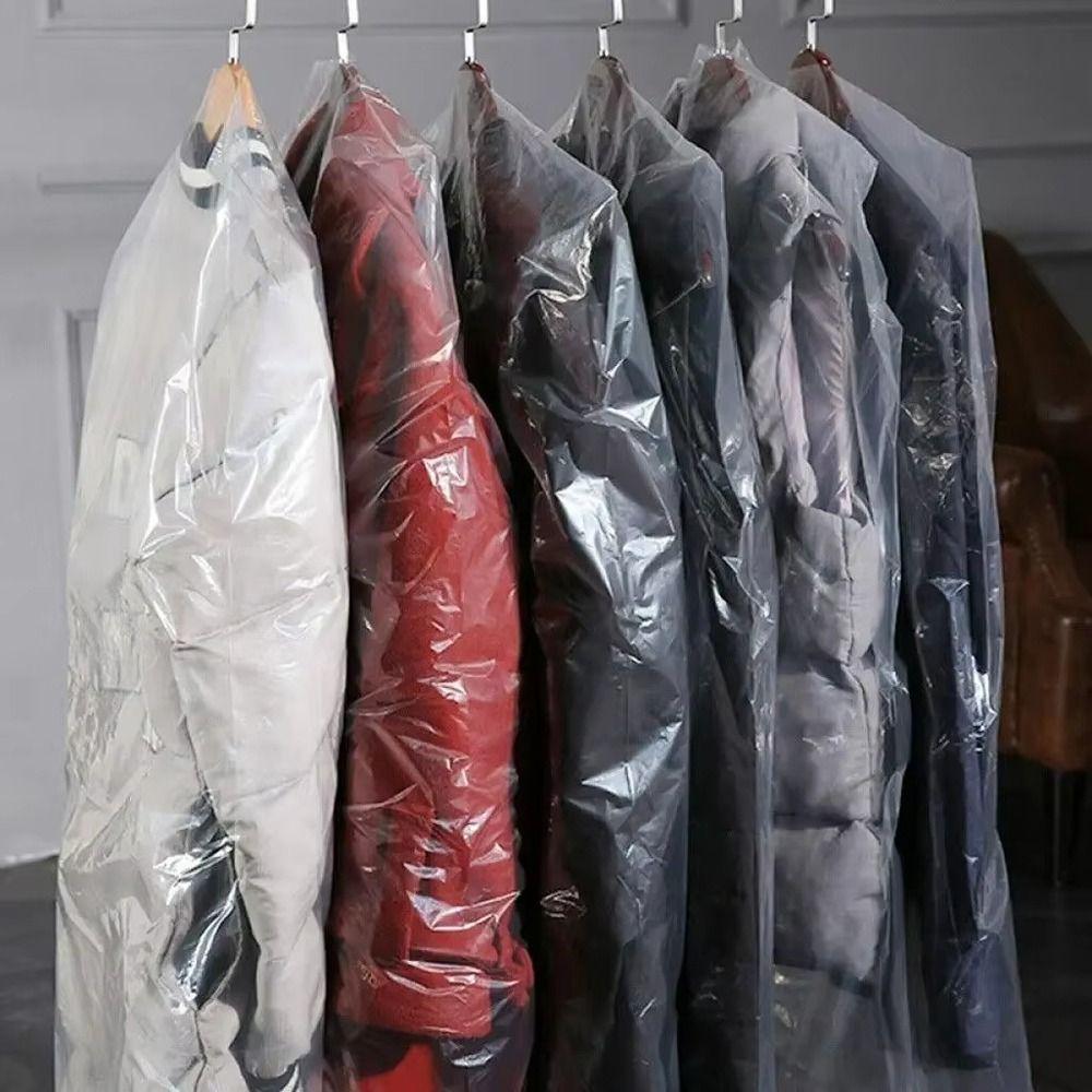 10Pcs Transparent Clothing Dust Bag PE Clothing Cover Durable Visible Suit Cover  Household