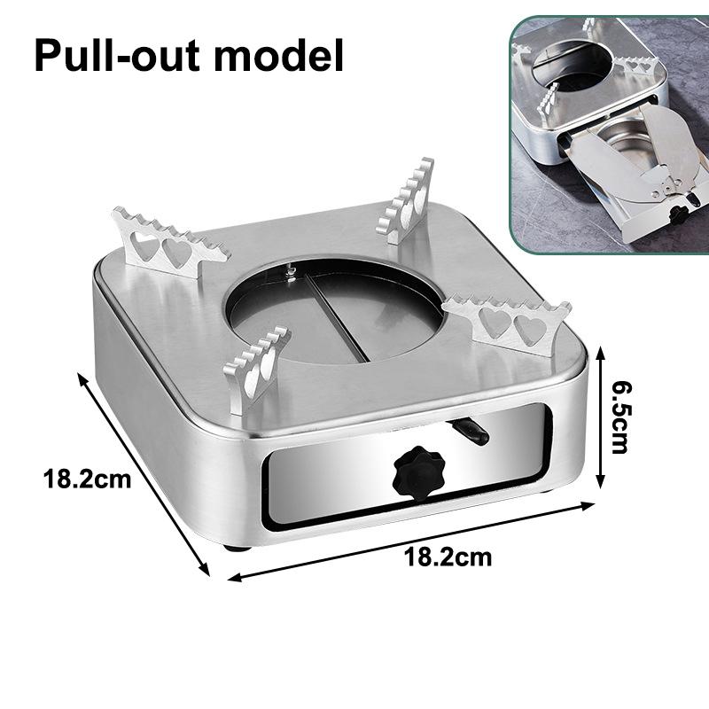 Mini Alcohol Stove Stainless Steel Pull-Out Camping Stove With Adjustable Firepower Drawer Outdoor Hiking Cooking Alcohol Stove