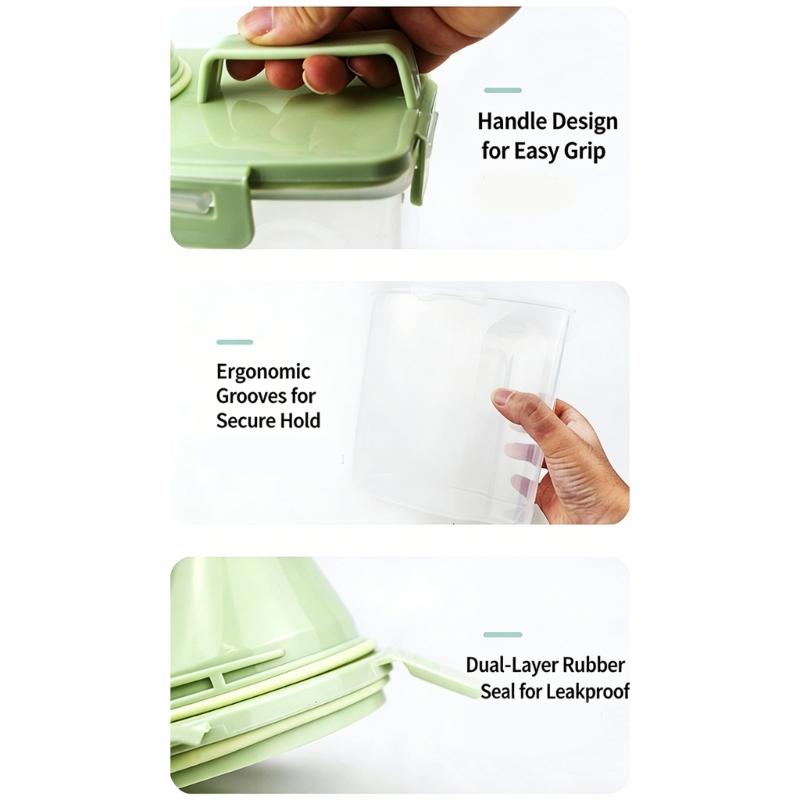 Transparent Plastic Pet Food Storage Box With Measuring Cup And Secure Handles Great For Travel and Home Indoor Use
