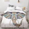 Bohemsk Elefant Sengetøy Sett Queen King Size Fargerikt 2/3 stk Dynetrekk Boho Psykedelisk Indisk Mandala Polyester Dyne Trekk