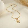 GEMCHIC Women's 18K Gold Plated Stainless Steel Layered Necklace Colorful Beads Starfish Pendant Summer Beach Clavicle Chain