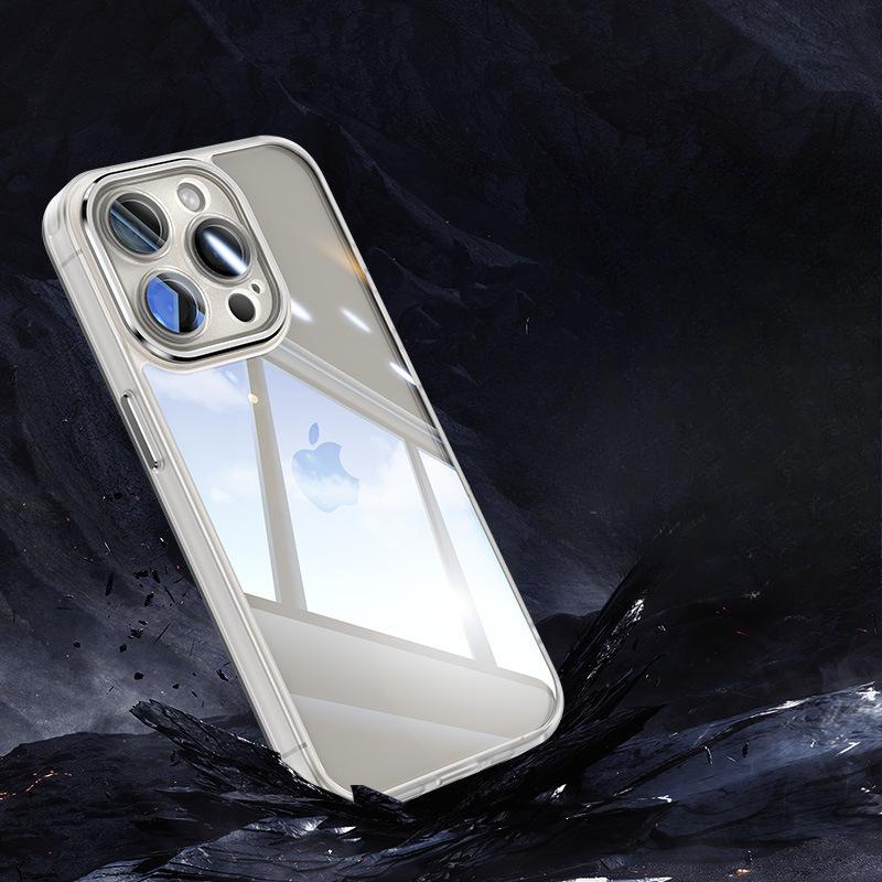 

Подходит для чехла для мобильного телефона iPhone15ProMax Акриловый прозрачный Apple 14 Креативный с плёнкой для объектива 13 Защитный чехол iPhone12proMax белый