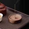 Zen Round North American Walnut Incense Holder with Agarwood Incense Sticks - Chinese Style Solid Wood Household Burner