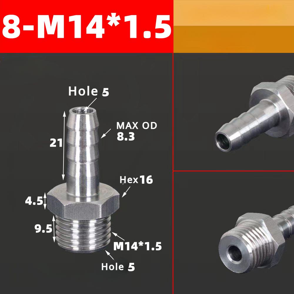 M3 M4 M5 M6 M8 M10 M12 M14 M16 Metric Male To 3 4 5 6 8 10 12 Mm Hose Barb Nipple 304 Stainless Steel Pipe Fitting Air Water Gas