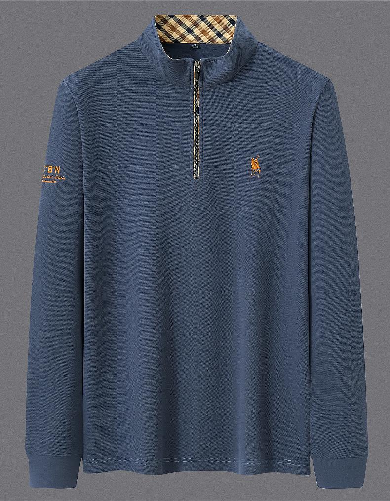 Men's Autumn/Winter 2025 Python Dragon Embroidered Long Sleeve Half-Zip Stand Collar Casual Top