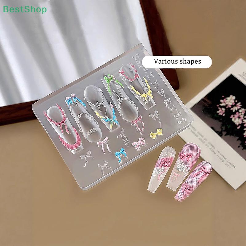 3D Silicone Nail Art Mold Bowknot Bead Chain Design Template DIY Manicure Decorations