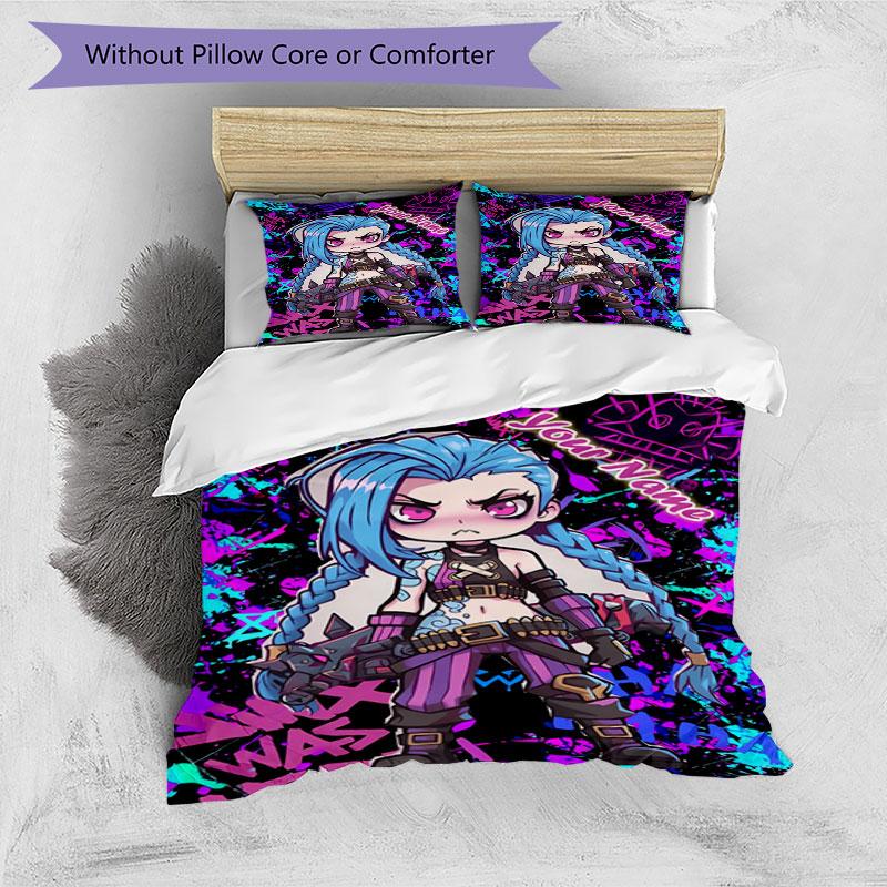 3PC Custom Name Fantasy Warrior Artwork Bedding Set Printed Bedding Set Duvet Cover Closure Includes 1 Duvet Cover & 2 Pillowcases for All Seasons Bed