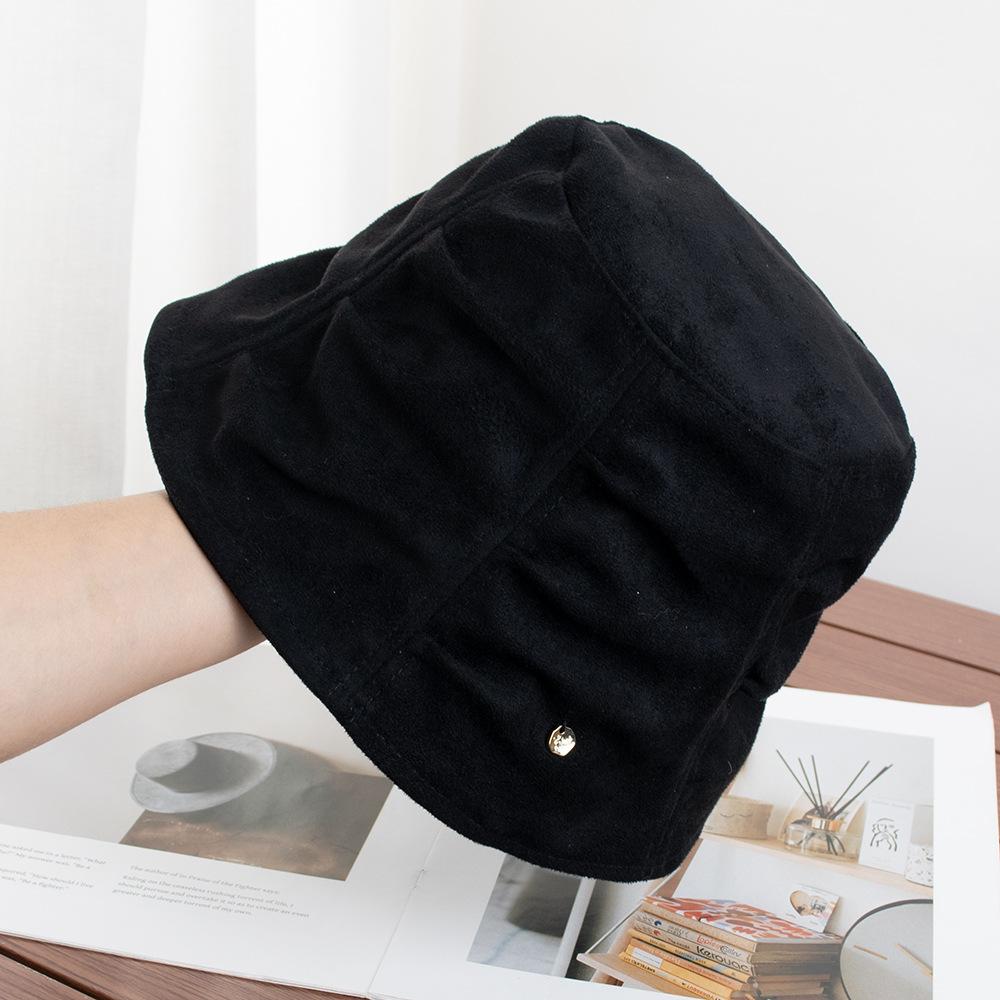 Retro pleated suede bucket hat women's spring and autumn new versatile face small bucket hat literary temperament basin hat