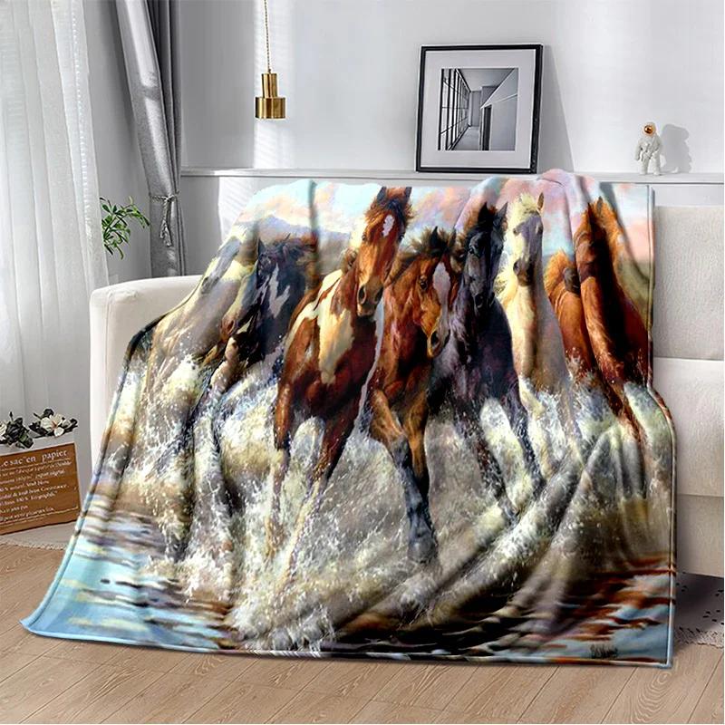 Horse Animal Pentium Gallant Steed Blanket,Soft Throw Blanket for Home Bedroom Bed Sofa Picnic Travel Office Cover Blanket Kids