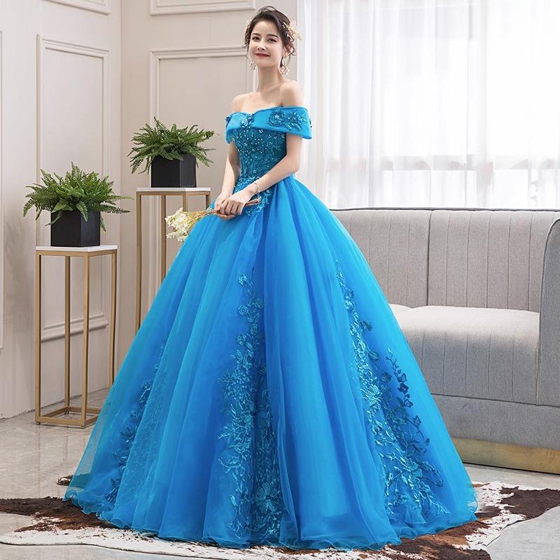 Students report performance art exam dress dance ** singing tutu skirt annual meeting host one-word shoulder long performance dress female