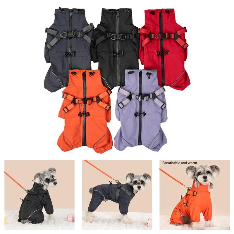 Regulable Dog Rain Jackets Snowproof Windproof Clothes Removable Dog Raincoats for Comfortable Dry Walks