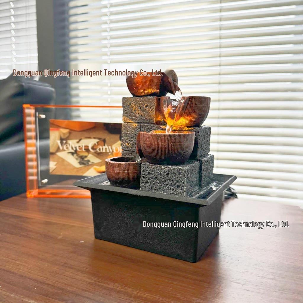 Desktop Small Fountain Water Ornament - Decorative Gift & Purification Handicraft
