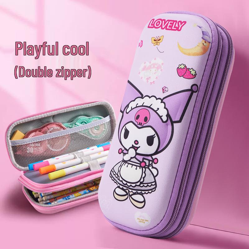 3D Cartoon Double-Layer Pencil Case for Kids - Large Capacity Zipper Bag for Boys and Girls