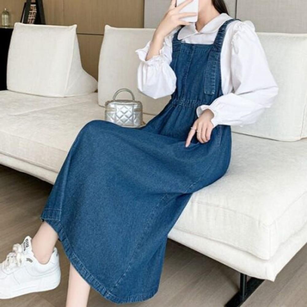 Navava No960 Casual Daily Denim Overalls Dress