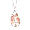 Ancient Red Copper Winding Natural Stone Crystal Water Drop Shaped Tree Of Life Necklace Colorful Stone Pendant N29