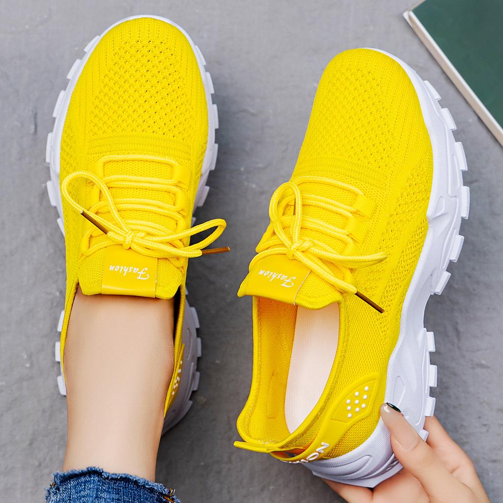 Shoes women's new large-size sneakers breathable heightening shoes shallow-mouth lace-up women's shoes lightweight soft-soled single shoes 43