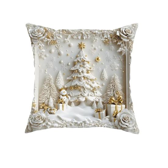 1/4Pcs 45x45CM Christmas Linen Throw Pillow Cover Santa Claus Snowman Reindeer Xmas Tree Pillow Case Living Room Bedroom Sofa Bed Square Cushion Cover
