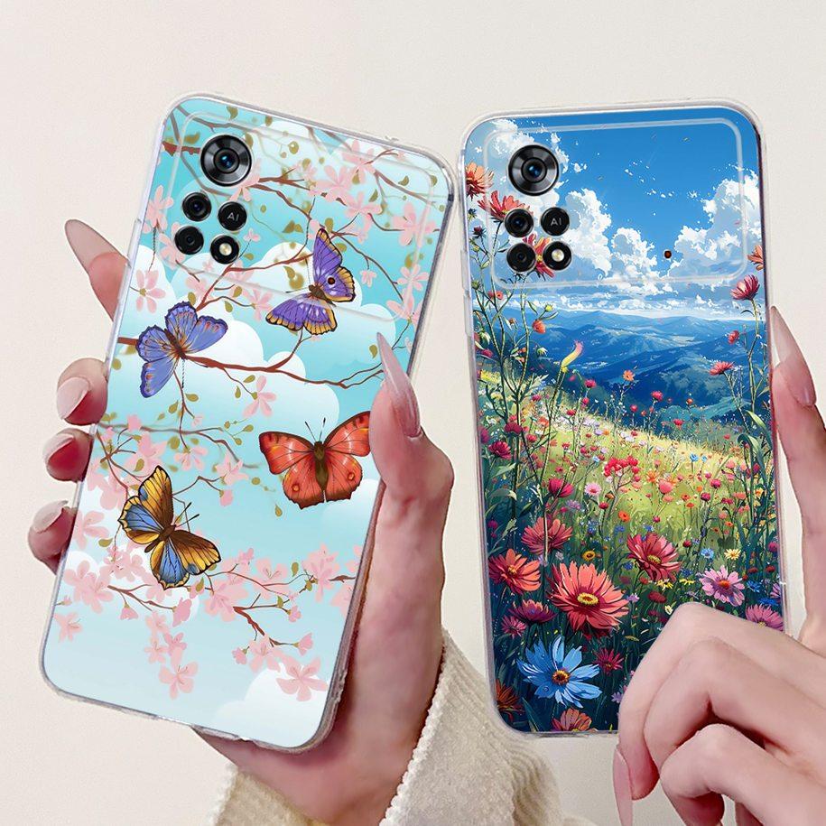 For Xiaomi Poco X4 Pro 5G Case 2201116PG Funda New Fashion Flower Bowknot Soft Clear Silicone Bumper For Xiomi Poco X4 Pro Coque