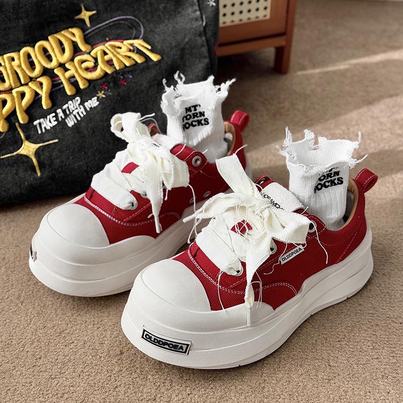 Mickey Men's Height-Boost Thick Sole Casual Canvas Skate Shoes 2025 - Trendy, Versatile High Street Sneakers for Couples.