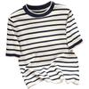 Women's Striped Round Neck Long Sleeve Knit Sweater