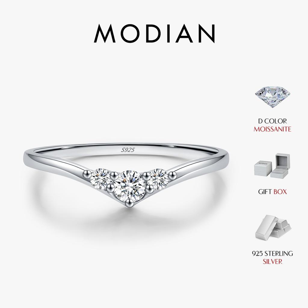MODIAN Simple Eternity Moissanite Ring 925 Silver Sparkling Simple Thin Wedding Band Rings For Women Fine Jewelry Gift